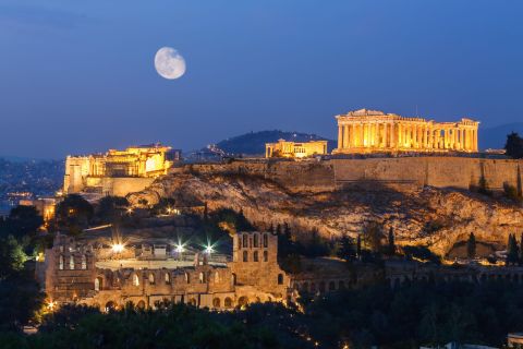 Athene: tour e-bike (2 uur) hoogtepunten, na zonsondergang