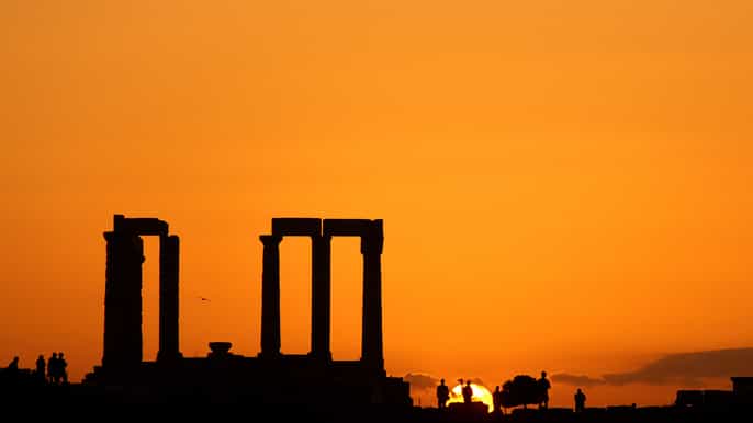 athen sonnenuntergang am kap sounion poseidontempel