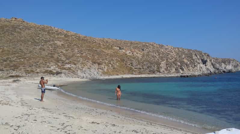 Mykonos: South Beaches & Rhenia Yacht Cruise with Transfers
