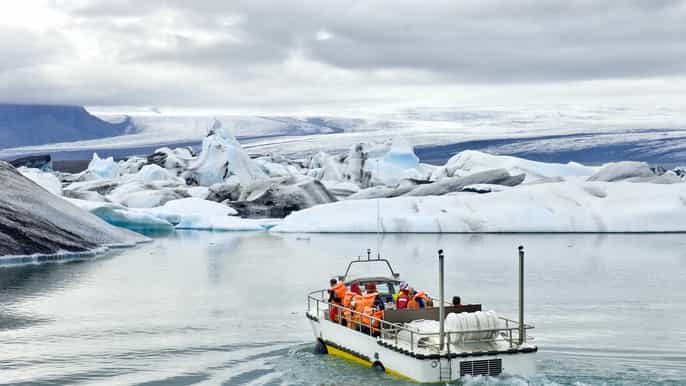 2 day south coast tour with glacier hike boat tour