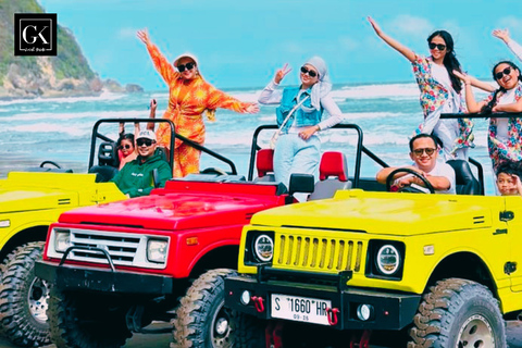 Yogyakarta:one day tour of 6 beaches by jeep and boat