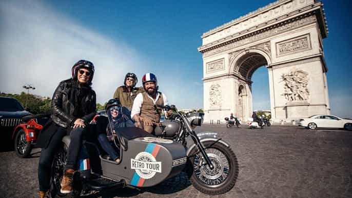 parigi tour motociclistico classico di 1 ora con sidecar vintage