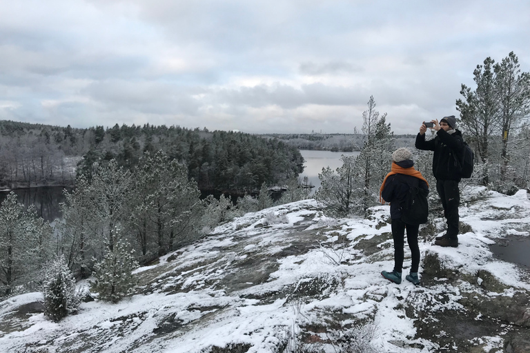 Estocolmo: caminhada na natureza no inverno com almoço na fogueira