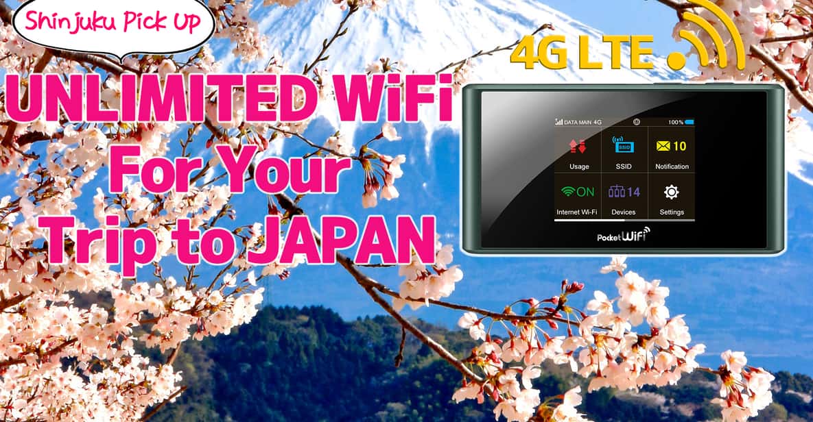 Shinjuku Pickup: Japan Pocket WiFi Router 4G LTE Unlimited
