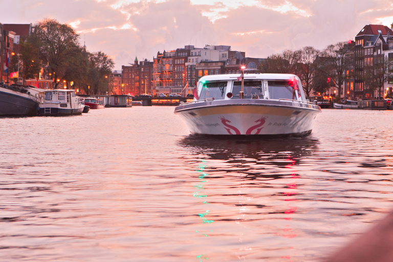 Amsterdam: Kvällskryssning med pizza och dryck