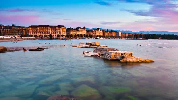 geneva city sunset tour met open top bus