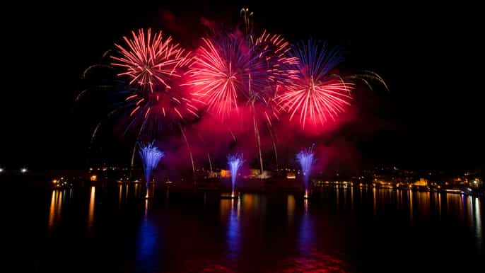 bugibba malta fireworks festival from a catamaran cruise