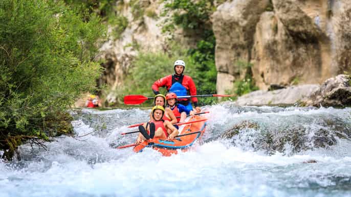 small groups from split rafting on cetina river