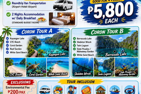 Coron: 3-Day Island Tour with Accommodation & Transfers