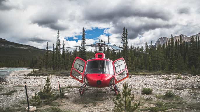 canadian rockies helicopter flight with exploration hike
