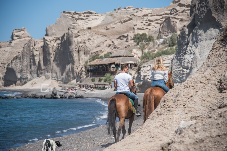 Santorini: Horse Riding Trip to Black Sandy Beach Private Tour