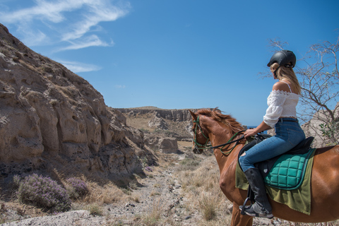 Santorini: Horse Riding Trip to Black Sandy Beach Private Tour