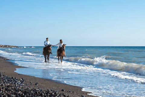 Santorini: Horse Riding Trip to Black Sandy Beach Private Tour