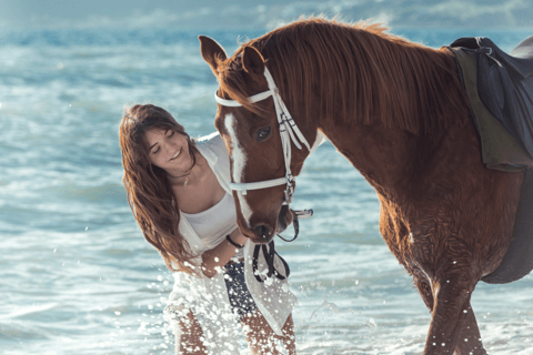 Santorini: Horse Riding Trip to Black Sandy Beach Private Tour