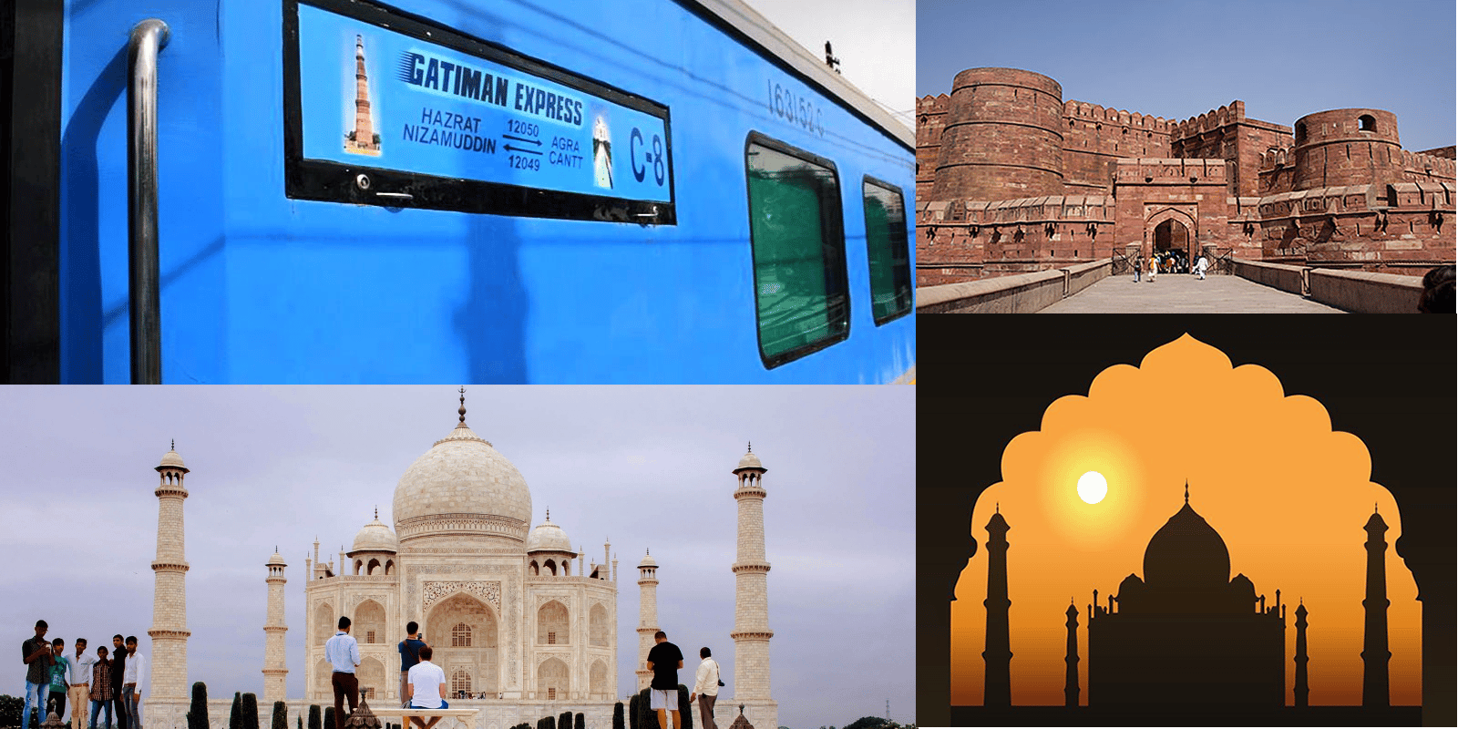 Taj Mahal Tour mit Hochgeschwindigkeitszug – alles inklusive