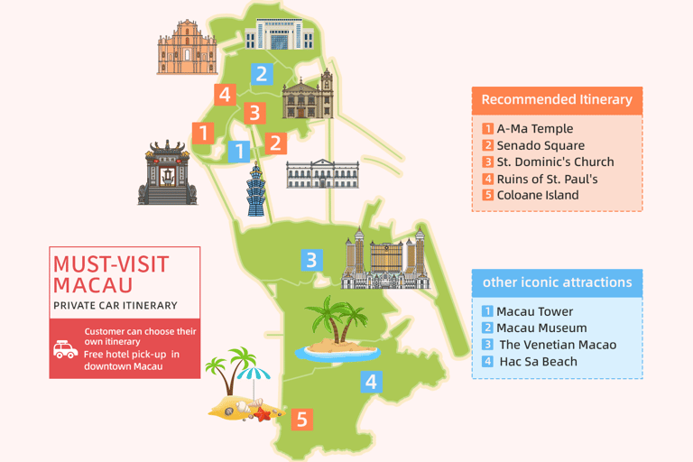 Macao Private Tour: Comfort & Culture with Daily Chauffeur Macau Day Trip（8h）
