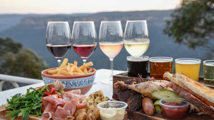echo point tasting platter with beer or wine at lookout
