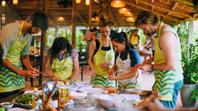 hoi an vietnamese cooking class with coconut forest sunset