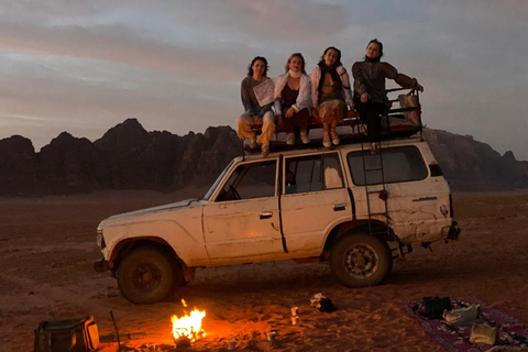 Wadi Rum:Half a Day Tour Jeep Safari Camel Rid Sandboarding Sunset Tour : Jeep _Caml Tour _Sandboarding