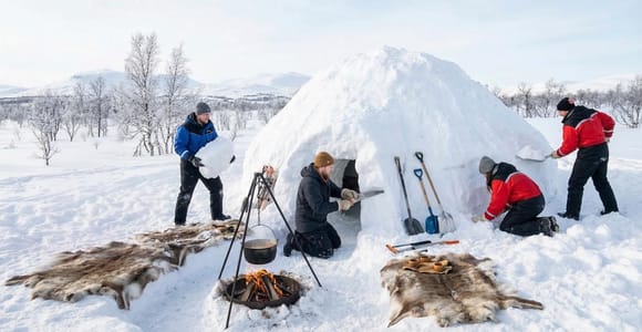 Kiruna: Igloo Building, Snowshoeing & Lunch