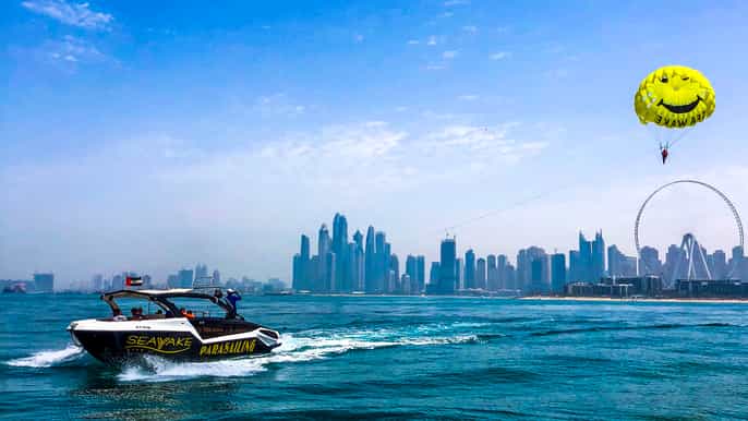 dubai parasailing adventure boat tour of jbr beach