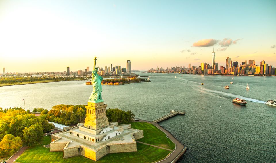 new york city guided highlights bus tour and ferry ride