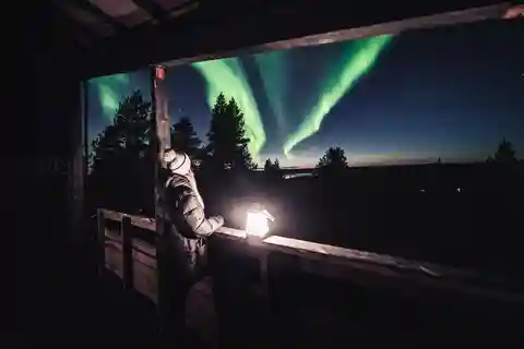 Rovaniemi: Caminhada nocturna na floresta de neve com a aurora boreal