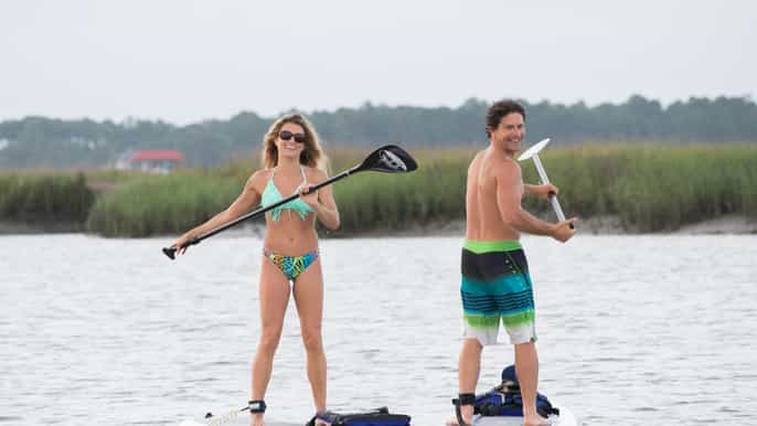charleston folly beach stand up paddleboard dolphin safari