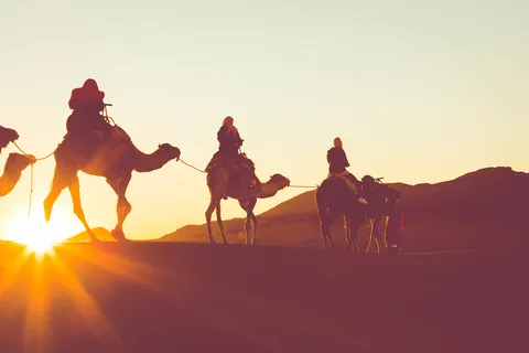 Douz : Balade à dos de chameau dans le désert du Sahara au coucher ou au lever du soleil