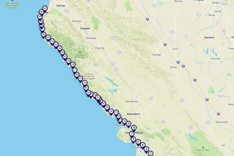 Santa Maria - Monterey: Pacific Coast Self-Driving Tour App