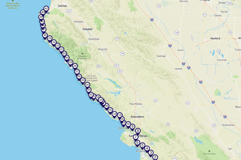 Santa Maria - Monterey: Pacific Coast Self-Driving Tour App