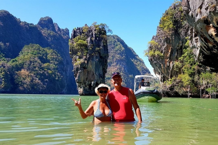 Phuket: Phang Nga Bay la más lujosa excursión al atardecer con DJRecogida en el hotel de Phuket