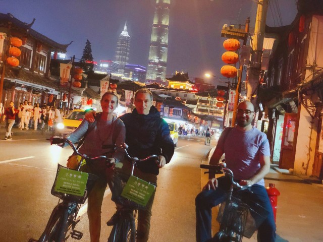 Visit Shanghai Charming Night Small Group Bike Tour in Shanghai, China
