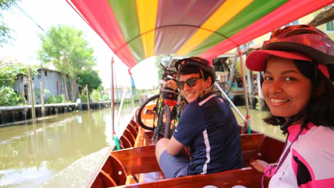 bangkok floating market tour by bike and boat with lunch