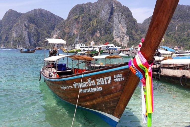 Ab Ko Phi Phi: Tagestour im Langboot bis zum SonnenuntergangGanztägige Langheck-Bootstour bei Sonnenuntergang
