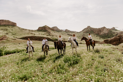 Santorini: esperienza di equitazione nel paesaggio vulcanicoSantorini: tour a cavallo dei paesaggi vulcanici