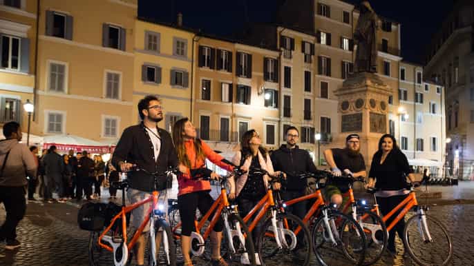 rome by night pizza and bike private tour