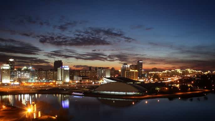 minsk sights of the city in the evening light