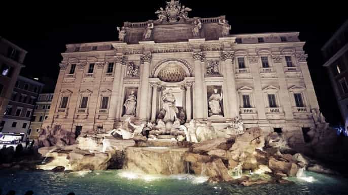 rome walking and coach tour by night