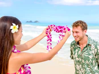 Big Island: Kona Flughafen Flitterwochen Lei Gruß Big Island: Kona Flughafen Flitterwochen Lei Gruß