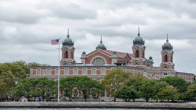 new york ellis island statue of liberty and battery park