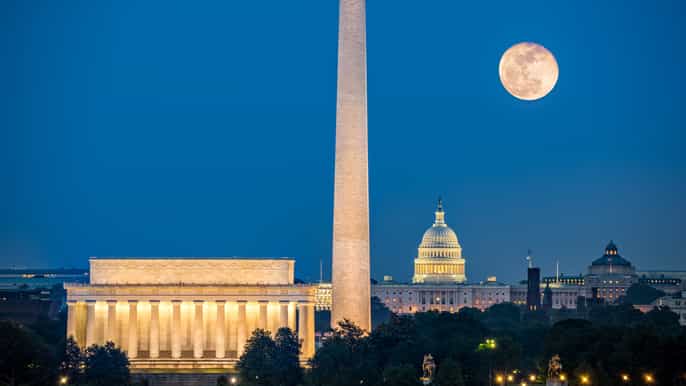 washington visite en bus à impériale la nuit