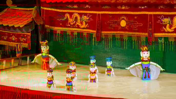 hanoi night market tour water puppet show and dinner
