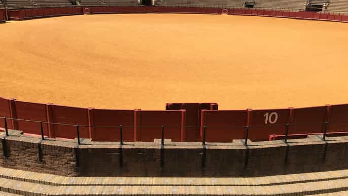 sevilla bullring and cathedral with giralda