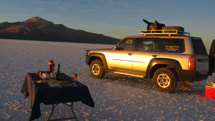uyuni sunset salt flats tour with wine tasting