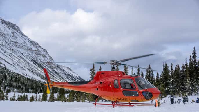 canadian rockies scenic winter helicopter snowshoe tour