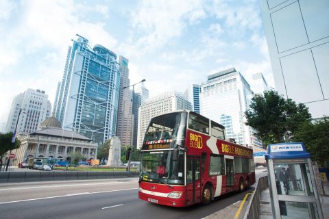 Hong Kong: Visita guiada en autobús turístico y billete para el tranvía de la Cima