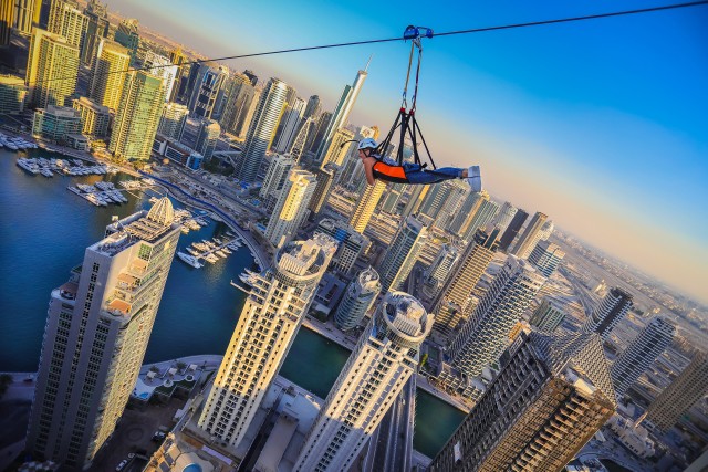 Visit Dubai Zip Line across the Marina in Dubai, United Arab Emirates