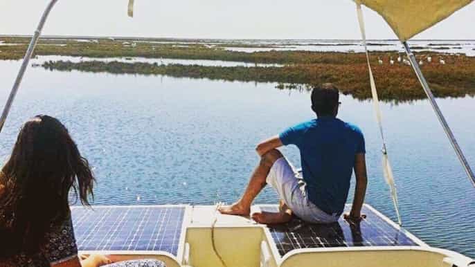 ria formosa passeio de barco solar ecológico saindo de faro