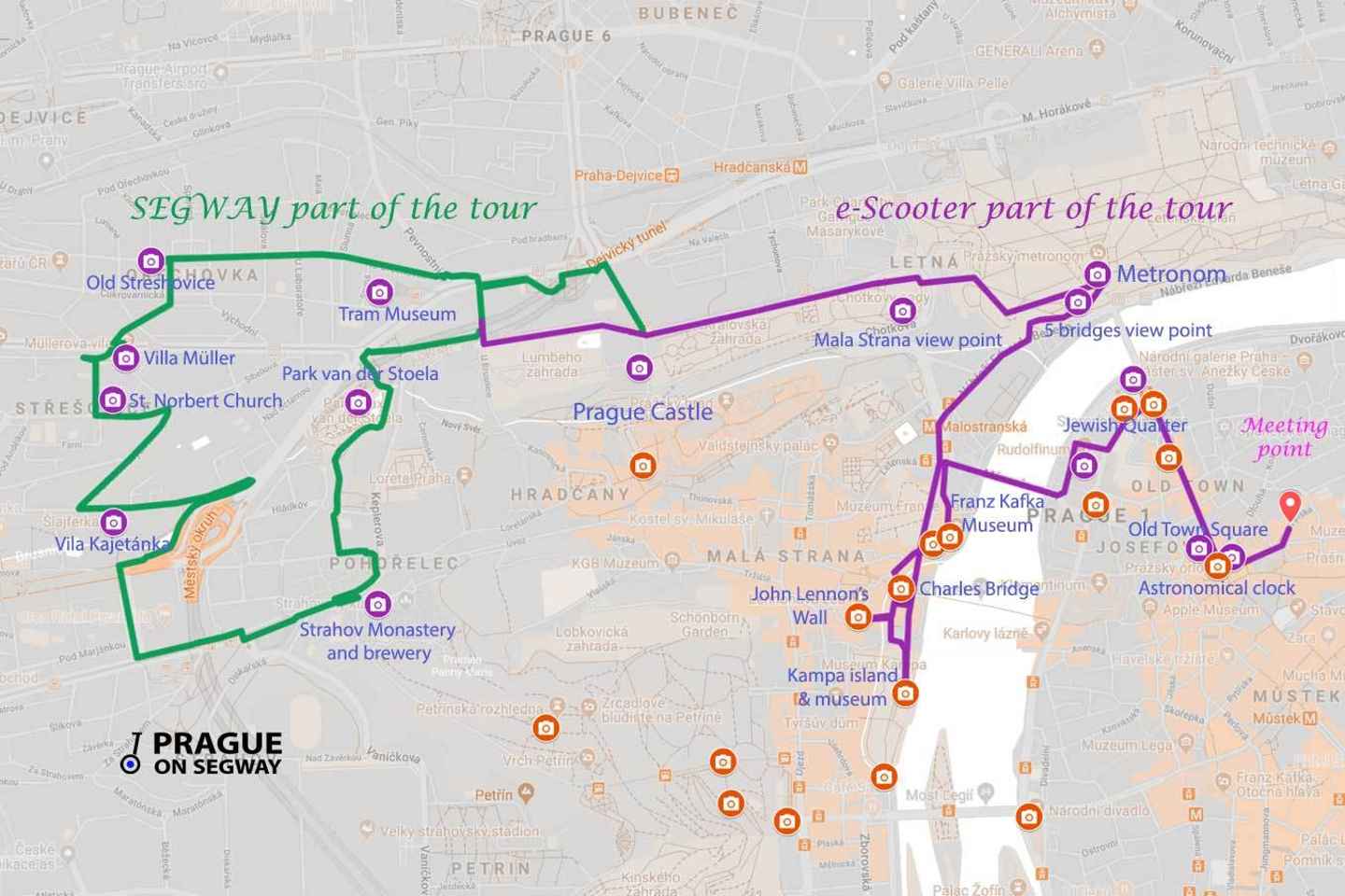 プラハ：セグウェイと電動スクーターで半日ツアー